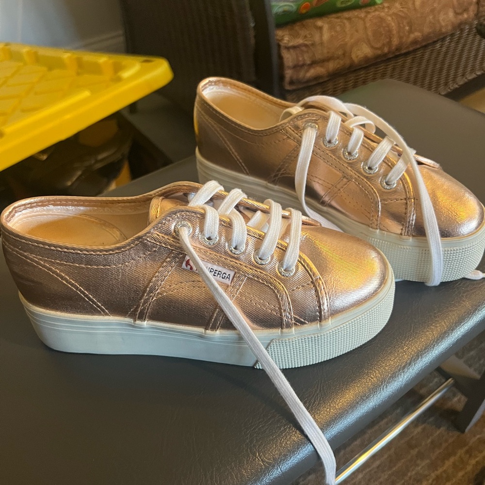 Superga Rose Gold Platform Sneakers Fashion-Forward Design
